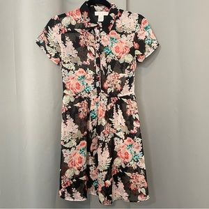 ✨$4 SALE Band of Gypsies 90s Style Floral Shirt Dress Size XS